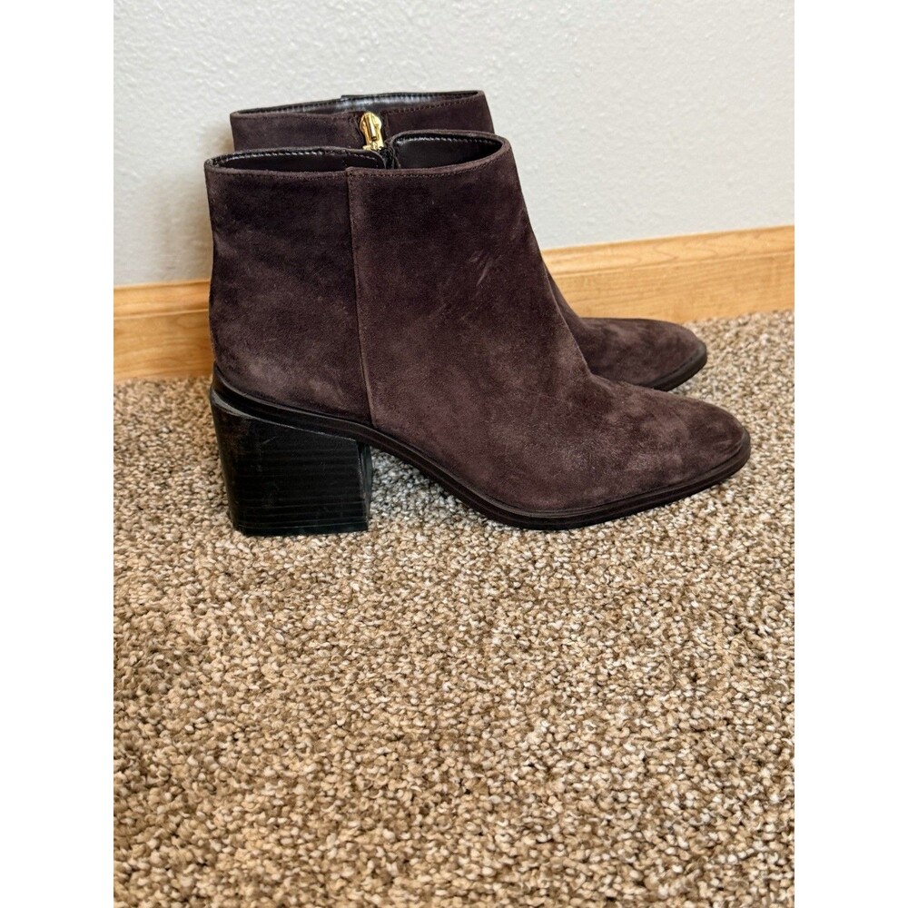 Vince Camuto Kelmi Brown Leather Almond Toe Zip Ankle Bootie Women's 8M EU 39